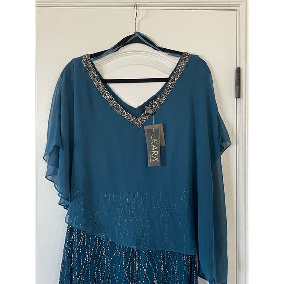 NWT J Kara Women's Beaded Bottom with Sheer Elegant Top Dress Size 4 - Picture 5 of 12